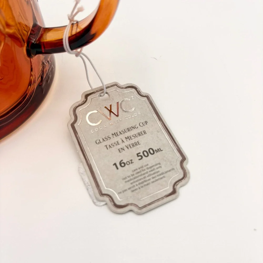 Cook With Color Halloween Amber Glass Measuring Cup 16oz Gothic Bat Spider Snake